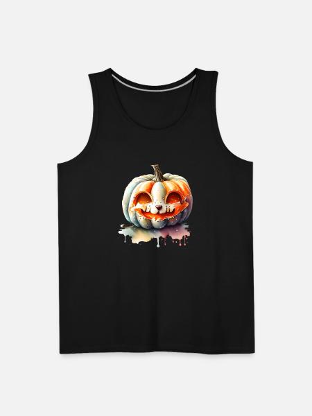 Pumpkin With Cat Face - Men's Premium Tank - black