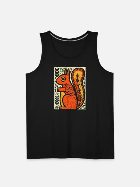 Squirrel in Rustic Woodcut - Men's Premium Tank - black