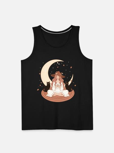 Enchanted Autumn Witch & Moonlight - Men's Premium Tank - black