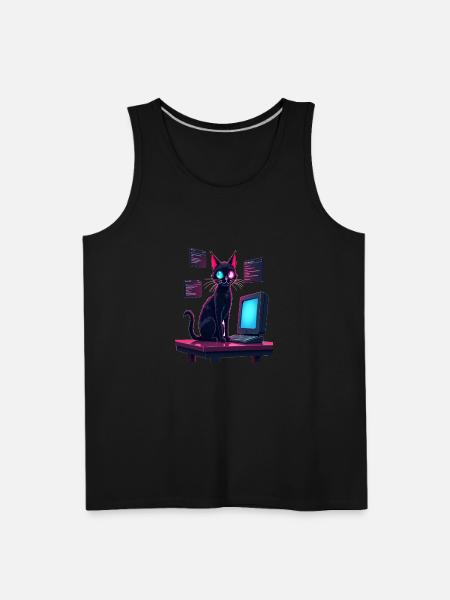 Cat.exe Has Crashed – Glitch Kitty - Men's Premium Tank - black