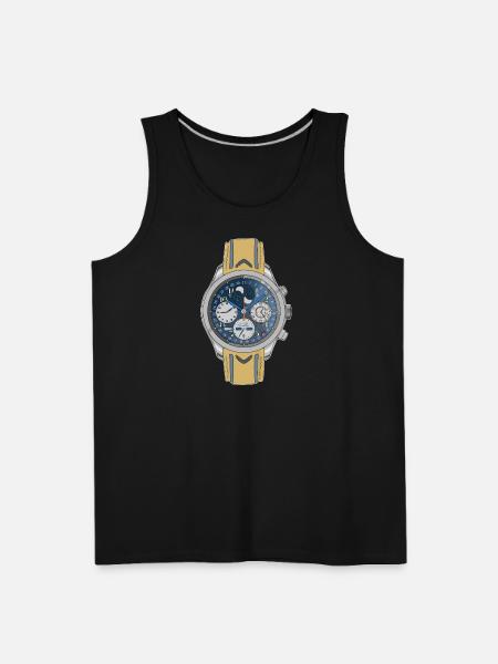 Moonphase Chrono Blue Dial Watch - Men's Premium Tank - black