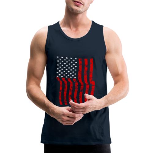 Vintage Waving USA Flag Patriotic T-Shirts Design - Men's Premium Tank
