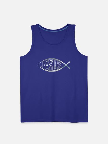 JESUS FISH SILVER - Men's Premium Tank - royal blue