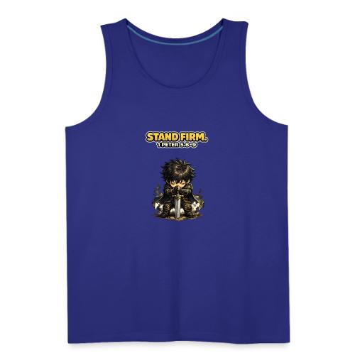Stand Firm Chibi Warrior | 1 Peter 5:8-9 - Men's Premium Tank