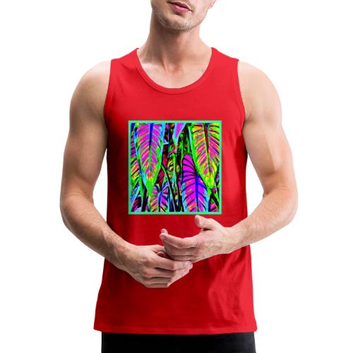 VividNeon Leaves Pattern - Men's Premium Tank