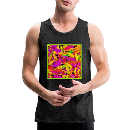 Vibrant NeonLeaf Elegance Pattern - Men's Premium Tank
