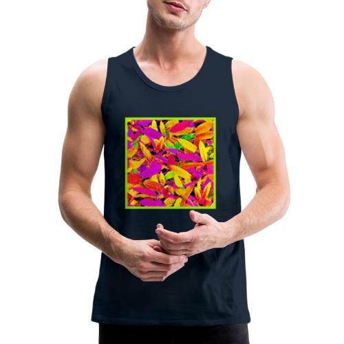 Vibrant NeonLeaf Elegance Pattern - Men's Premium Tank