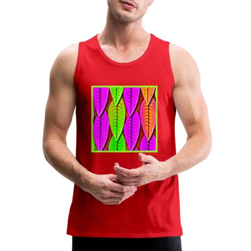 Vivid Neon Leaves Pattern - Men's Premium Tank