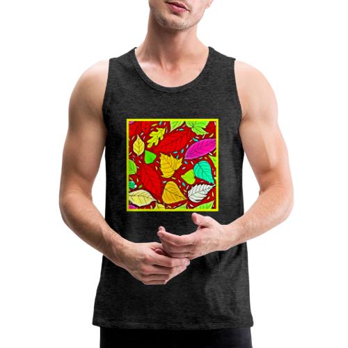 Rainbow Leaves Vibrant Pattern - Men's Premium Tank