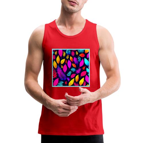 Vibrant Neon Foliage: Captivating Leaves Pattern - Men's Premium Tank