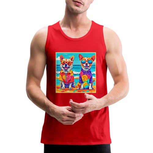 Sunny Beach Dogs: Colorful Painting - Men's Premium Tank
