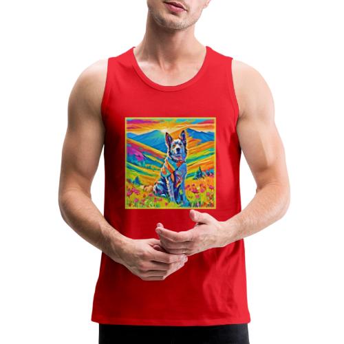Sunny Outdoor Dog Day: Colorful Painting - Men's Premium Tank