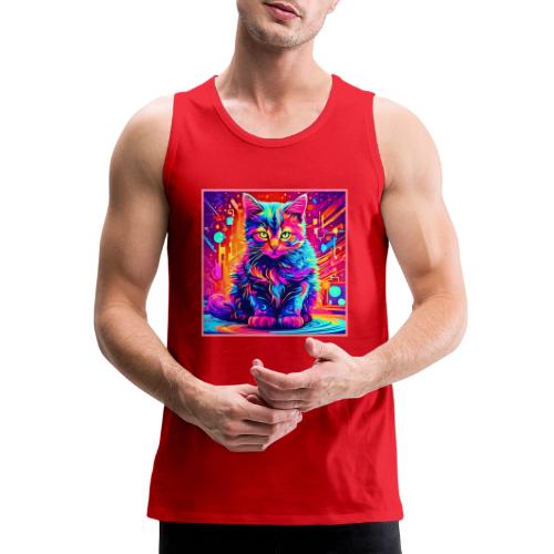 Vibrant Kitty: Beautiful Neon Artwork - Men's Premium Tank