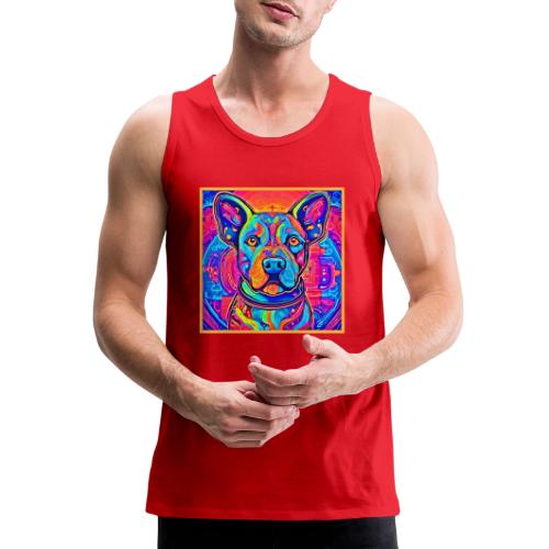 Vibrant Neon Pup: Colorful Dog Painting - Men's Premium Tank