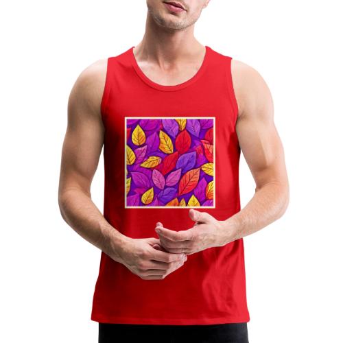 Colorful Cartoon Foliage: Purple & Yellow - Men's Premium Tank