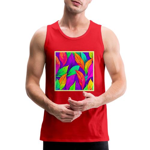 Colorful Neon Ethereal Leaves Pattern - Men's Premium Tank
