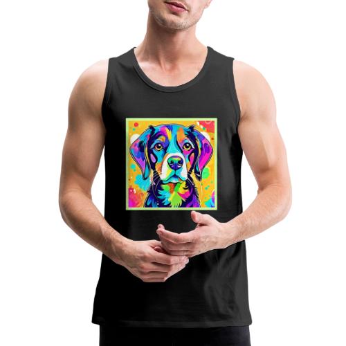 Rainbow Dog Portrait Design - Men's Premium Tank