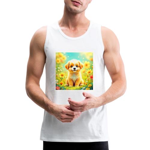 Cute Puppy Flower Art - Men's Premium Tank