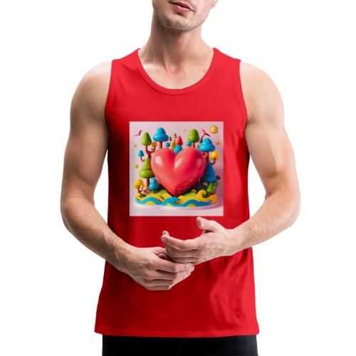 Big red heart, surrounded by landscape, nature - Men's Premium Tank