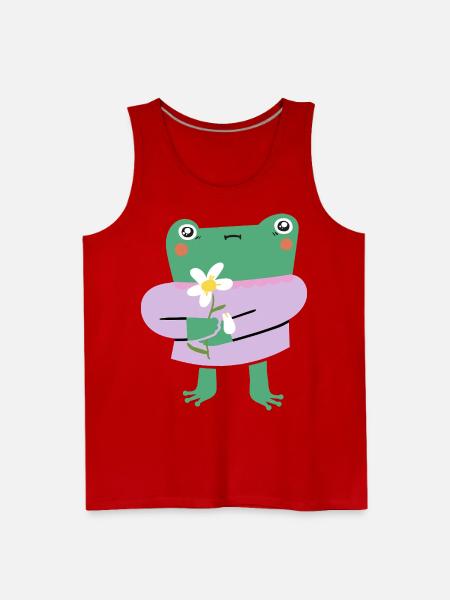 Shy Frog with Flower - Men's Premium Tank - red