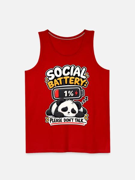 Social Battery Panda 1% - Men's Premium Tank - red