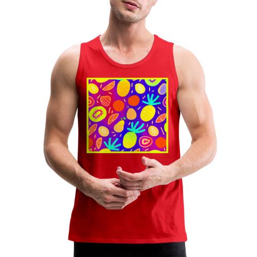 Neon Dynamic Fruit Pattern Art - Men's Premium Tank