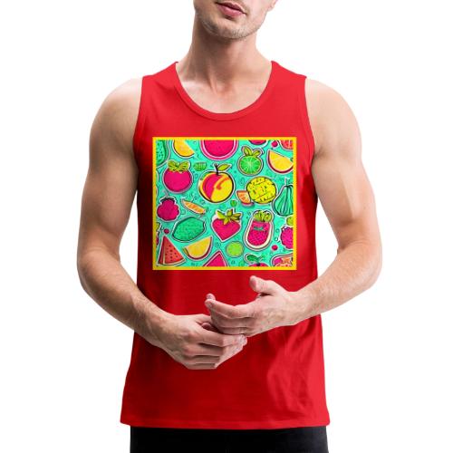 Vibrant Neon Fruits Orchard Art - Men's Premium Tank