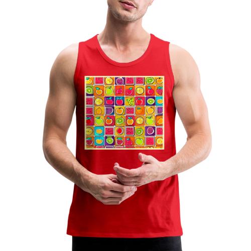 Fruit-Filled Square Patterns: Colorful Comics - Men's Premium Tank