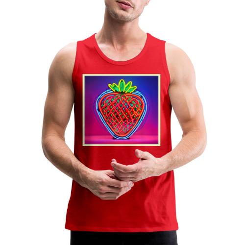 Vibrant Strawberry Neon Sign - Men's Premium Tank