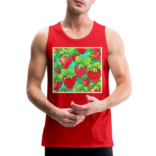 Strawberry Pop Art Pattern - Men's Premium Tank