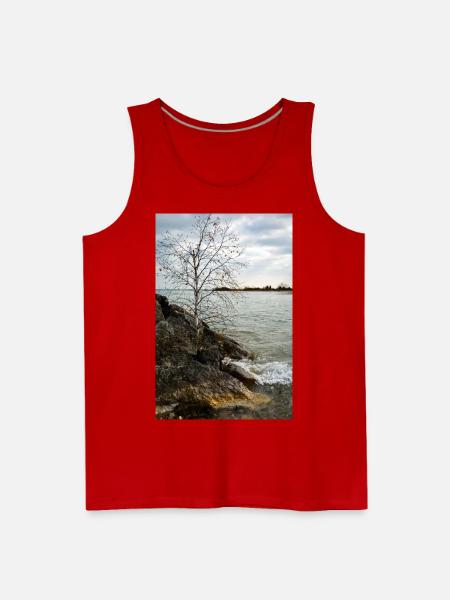 tiny tree on shore - Men's Premium Tank - red