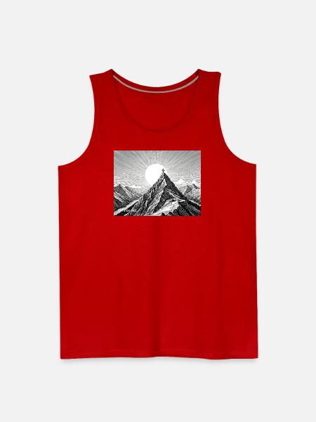Sunlit Peak Line Art - Men's Premium Tank - red