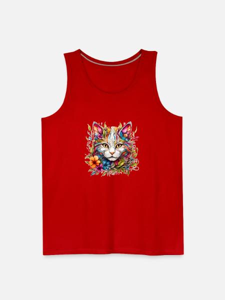 Cat Face - Men's Premium Tank - red