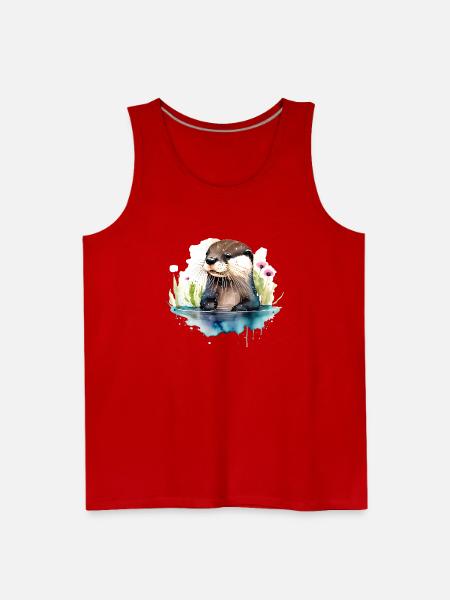 Otter in Water - Men's Premium Tank - red