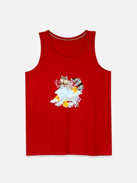 Raccoon, bubbles and Rubber Duckies - Men's Premium Tank - red