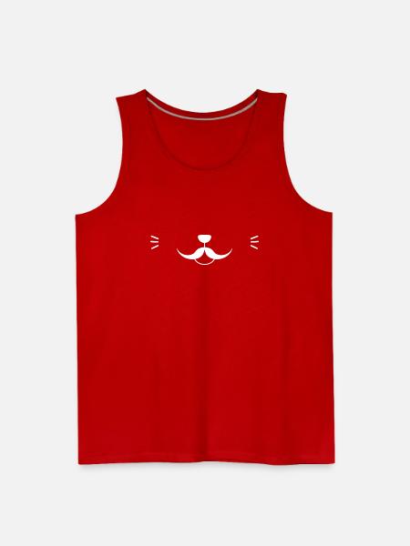 Moustache Cat Face - Men's Premium Tank - red