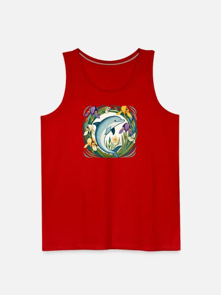 Dolphin in Iris Circle - Men's Premium Tank - red