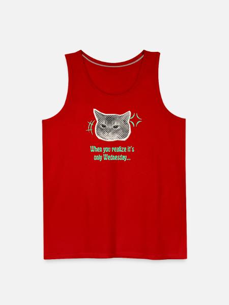Wednesday Cat Halftone Meme - Men's Premium Tank - red