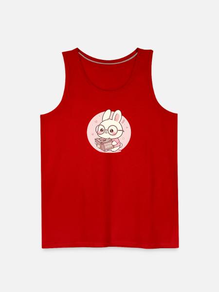 Overthinking Queen Bunny Reading - Men's Premium Tank - red