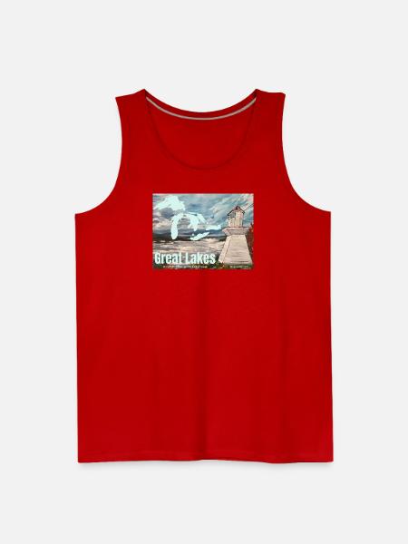 Great Lakes Lighthouse Poster - Men's Premium Tank - red