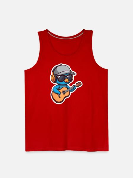 Cute Peacock Guitar Mascot Sticker - Men's Premium Tank - red