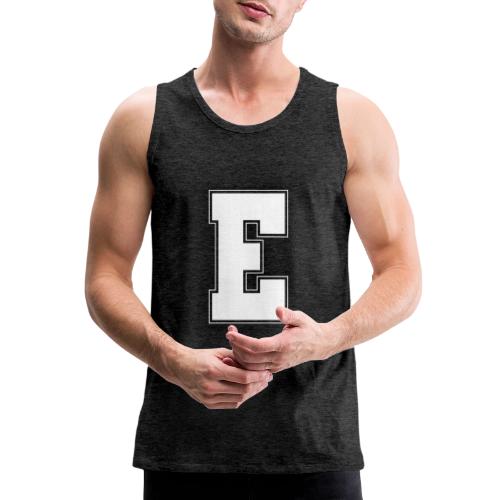 White Letter E – Varsity Alphabet Monogram - Men's Premium Tank