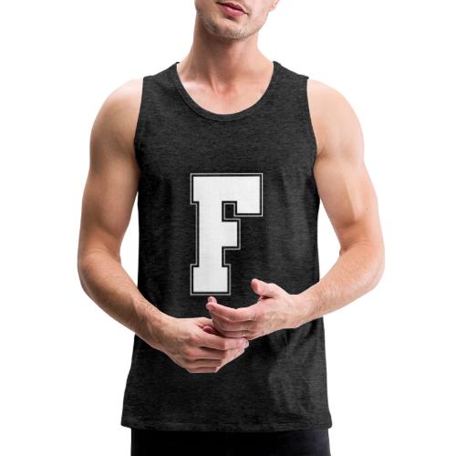 White Letter F – Varsity Alphabet Monogram - Men's Premium Tank