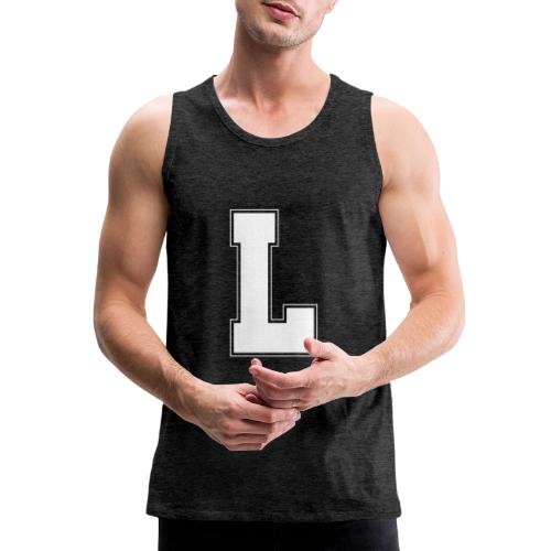 White Letter L – Varsity Alphabet Monogram - Men's Premium Tank