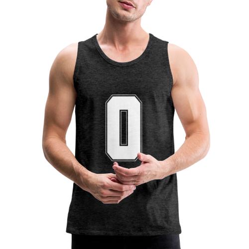 White Number 0 – Varsity Font - Men's Premium Tank