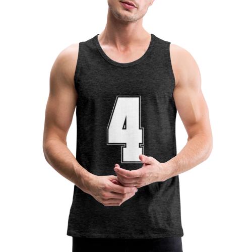 White Number 4 – Varsity Font - Men's Premium Tank