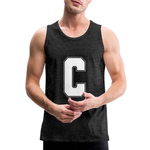 White Letter C – Varsity Alphabet Monogram - Men's Premium Tank