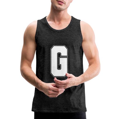White Letter G – Varsity Alphabet Monogram - Men's Premium Tank