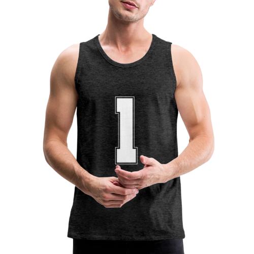 White Number 1 – Varsity Font - Men's Premium Tank