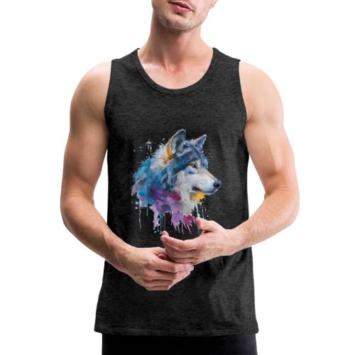 Splash-Art Wolf Head - Men's Premium Tank